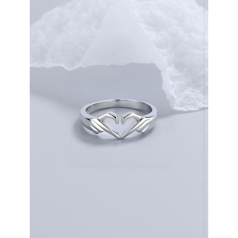 J.S ENTERPRISES Unisex Stainless Steel Hand-Heart Finger Ring