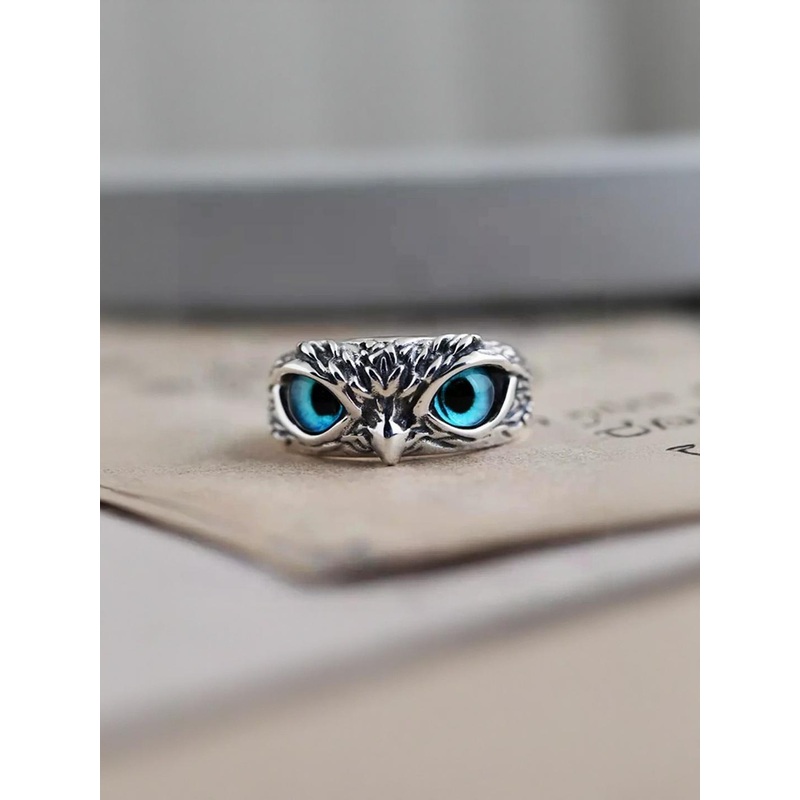 J.S ENTERPRISES Unisex Stainless Steel Owl Adjustable Finger Ring