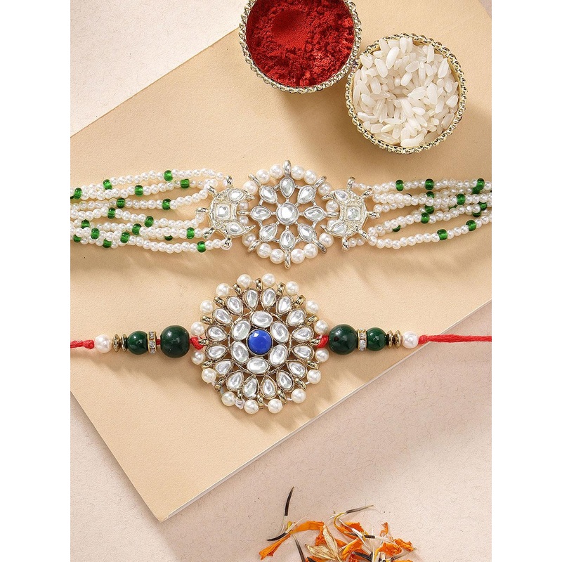 KARATCART Gold-Plated Set of 2 Bhaiya Bhabhi Rakhi