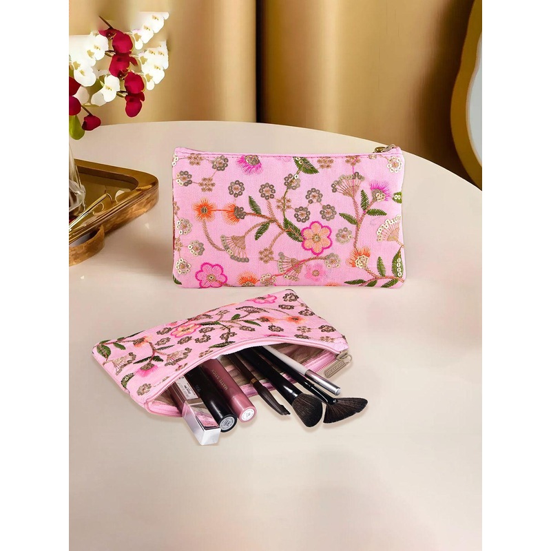 Kuber Industries Women 4 Pcs Hand Purse with Zip Embroidered