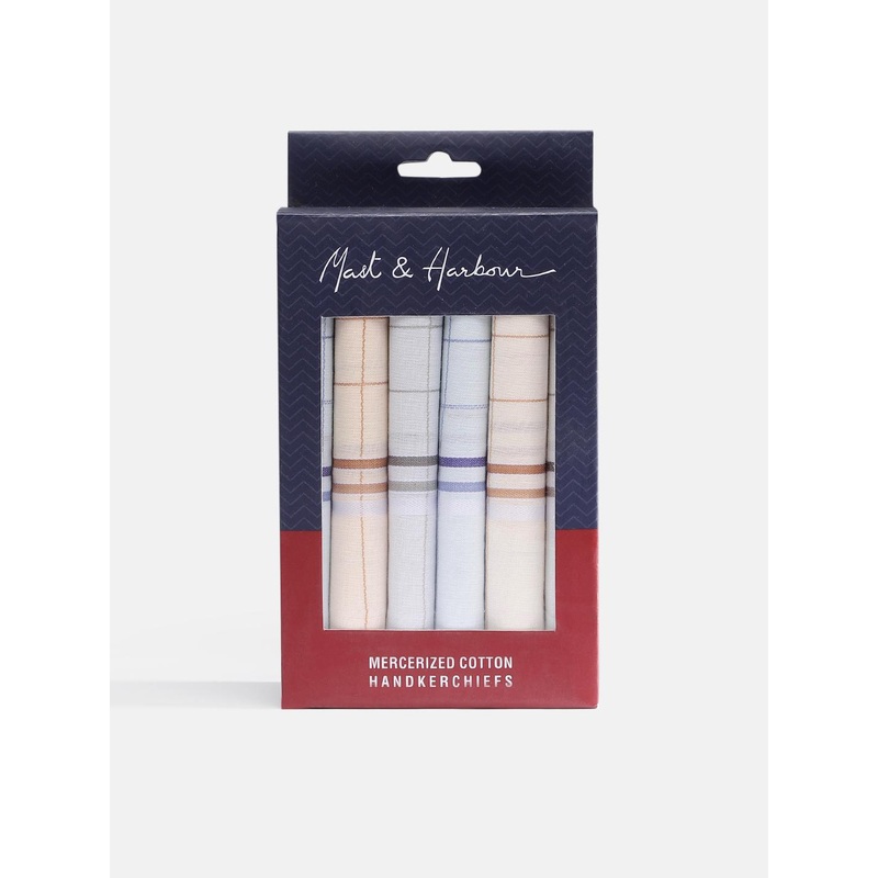 Mast & Harbour Men Pack of 6 Checked Mercerized Cotton Handkerchiefs
