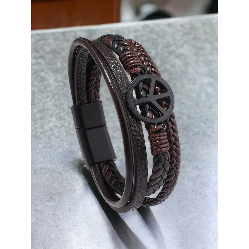 MYKI Men Leather Multistrand Bracelet