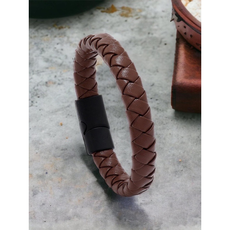 MYKI Men Leather Wraparound Bracelet