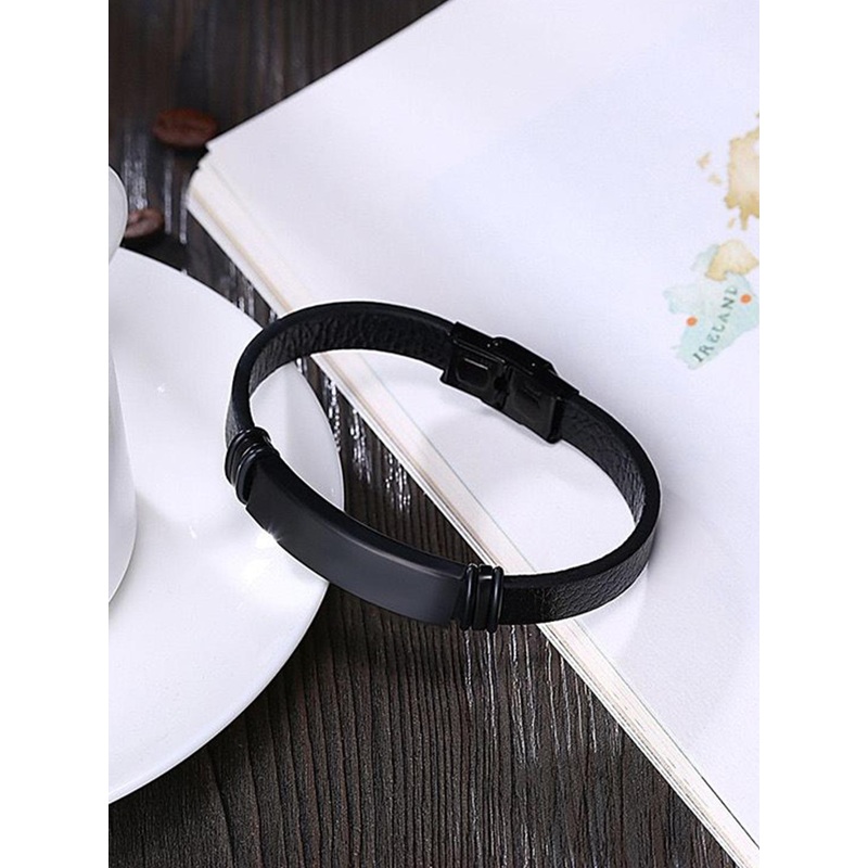 MYKI Men Smart Leather Cuff Bracelet