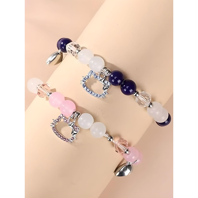 P. R. PRINTS Unisex Set Of 2 Kitty Couple Cuff Bracelet