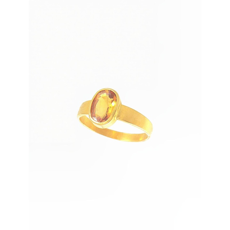 RAVIOUR LIFESTYLE Unisex Gold-Plated Sapphire Studded Finger Ring