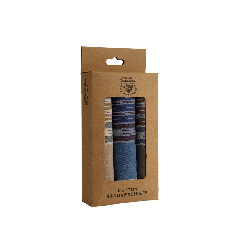 ROYAL SON Unisex Pack Of 3 Checked Cotton Handkerchief