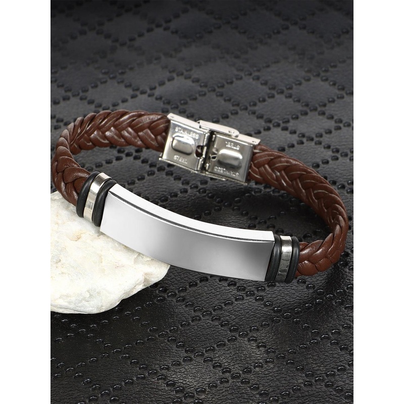 The Roadster Lifestyle Co. Men Brown Leather Wraparound Bracelet