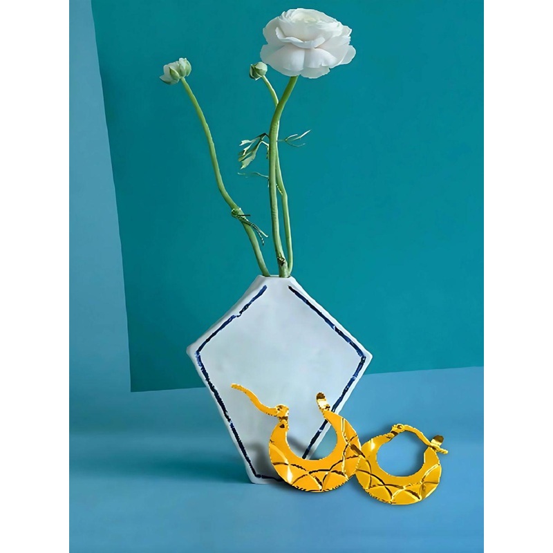 The Roadster Lifestyle Co. Men Stainless Steel Gold-Plated Circular Hoop Earrings