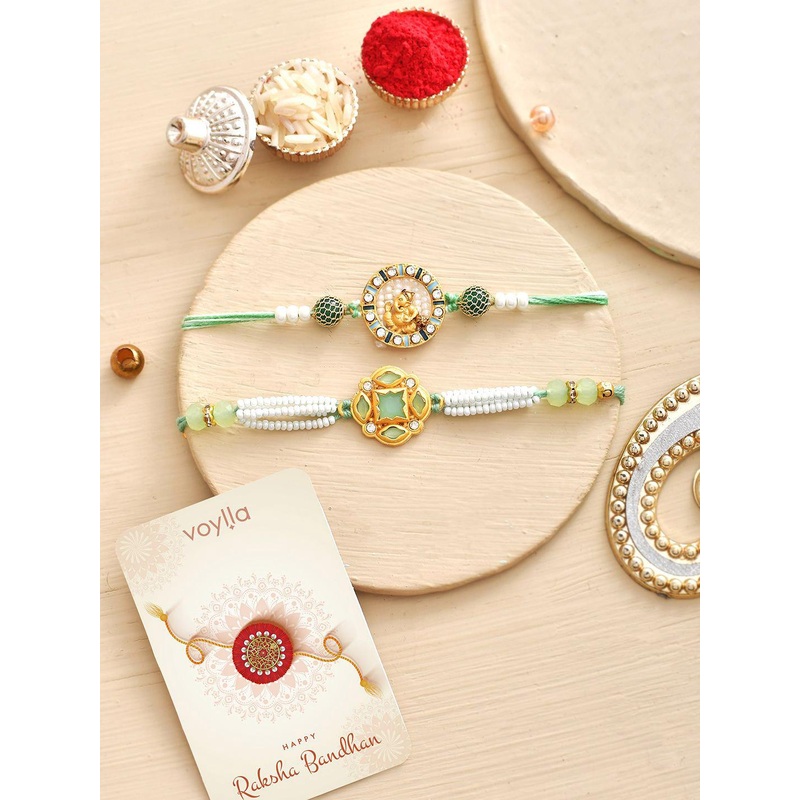 Voylla White Pearls And Gems Traditional Men’s Rakhi