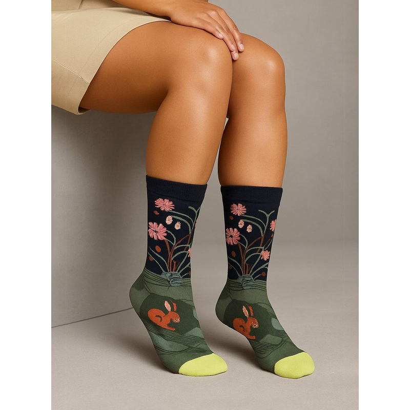 ZEVORA Patterned Calf Length Socks