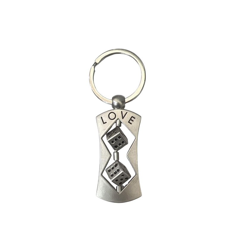 AUGEN Stainless Steel Love Dice Textured Key chain