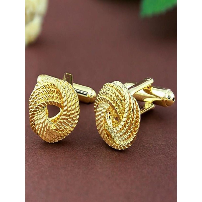 Curren Men Gold-Plated Embellished Cufflink