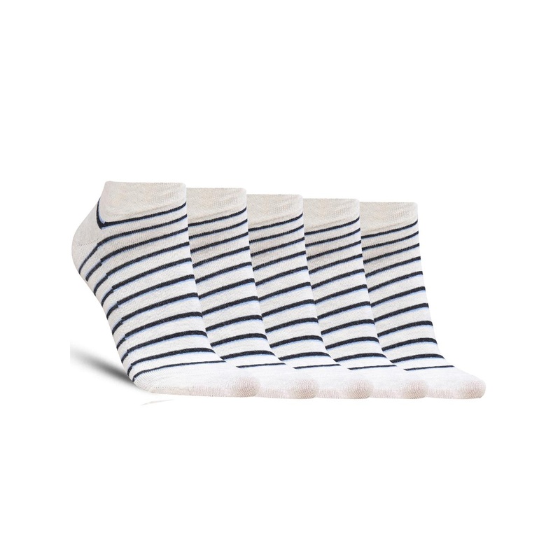 Dollar Socks Men Pack Of 5 Assorted Striped Cotton Shoe-Liner Socks