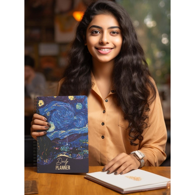 Doodle Graphic Printed A5 Wiro-Bound Undated Daily Planner