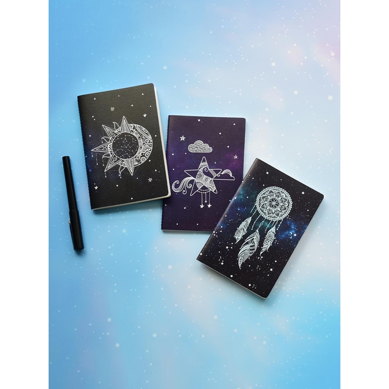 Doodle Set Of 3 Navy Blue & White Beyond the Stars Diaries