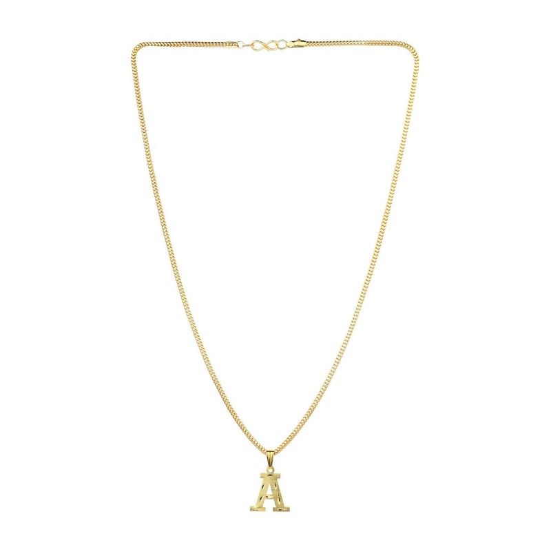 GGE NATURAL ITEM Unisex Stainless Steel A Alphabet Pendant With Chain