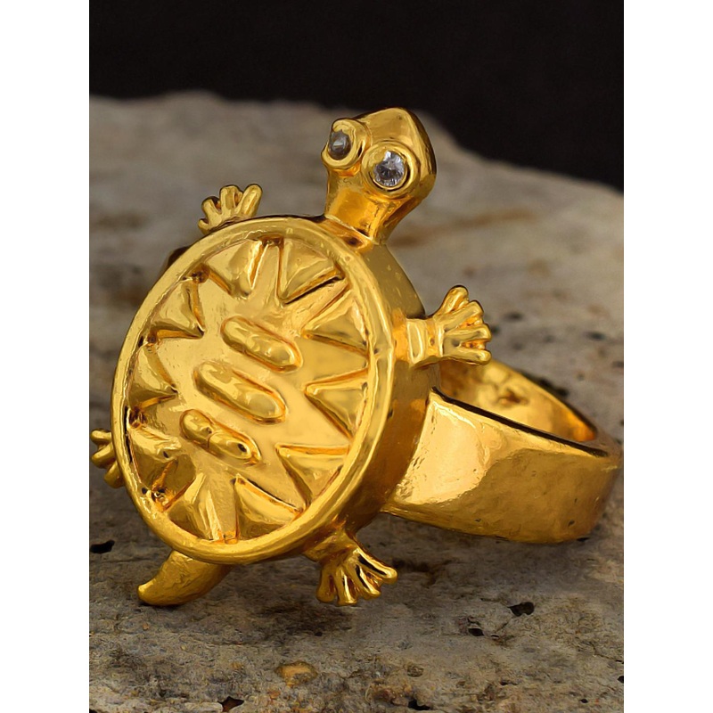 Gold plated Brass Tortoise design Vaastu Fengshui stylish Fashion finger ring, Men Women