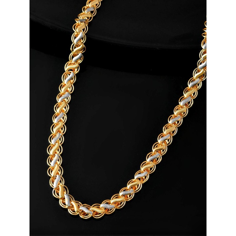 Jewels Nest Men Stainless Steel Gold-Plated Bold And Elegant Link Statement Chain