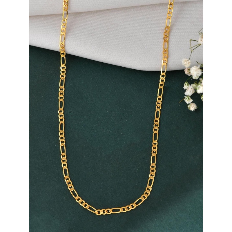 Jewels Nest MEN Stainless Steel Gold Plated Figaro Link Minimal Chain
