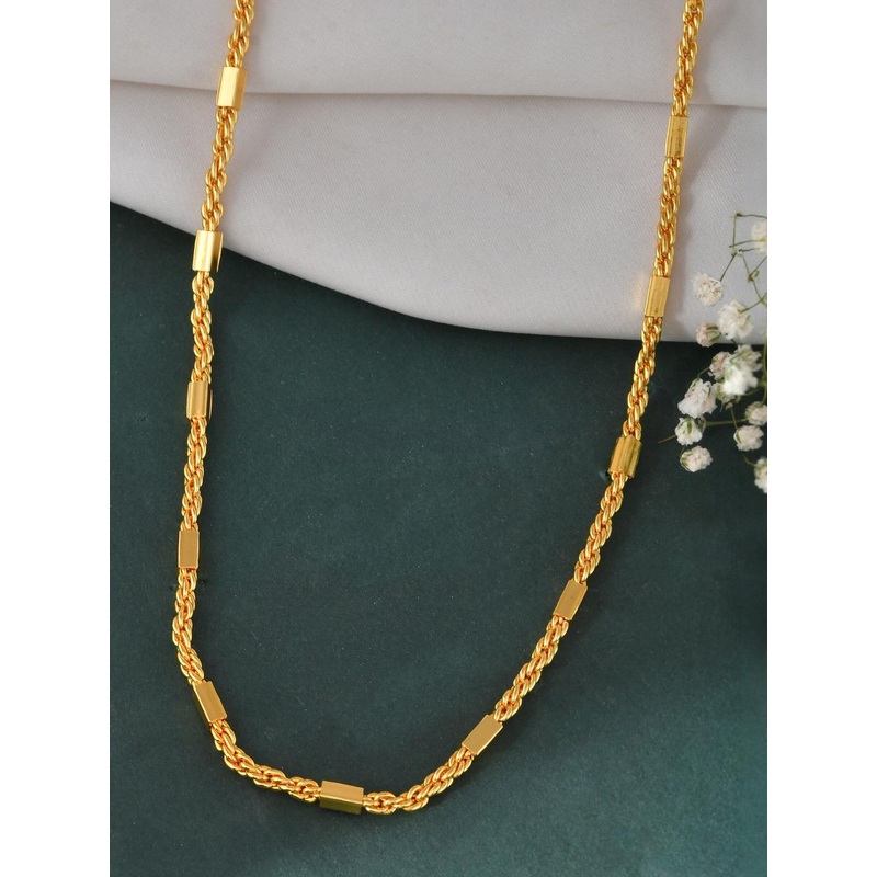 Jewels Nest Men Stainless Steel Gold-Plated Link Chain Minimal Chain