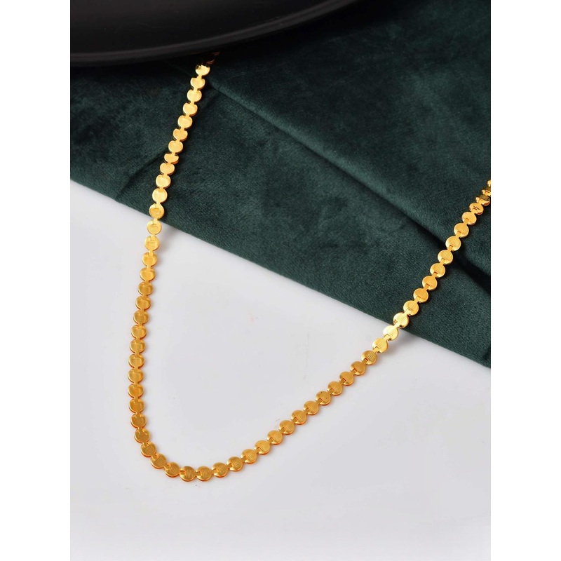 Jewels Nest Unisex Stainless Steel Gold-Plated Link Flat Coin Minimal Chain