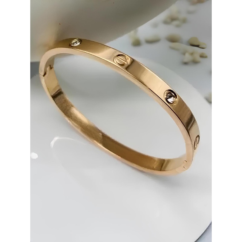 KARISHMA KREATIONS Unisex Gold Plated Stainless Steel Kada Bracelet