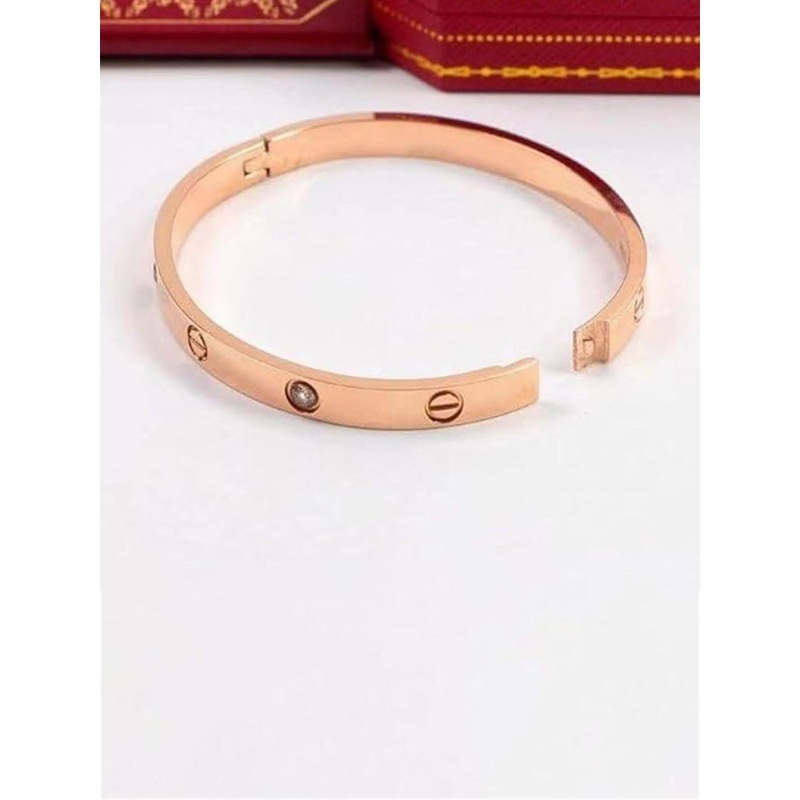 KARISHMA KREATIONS Unisex Rose Gold-Plated Stainless Steel Stones Studded Kada Bracelet