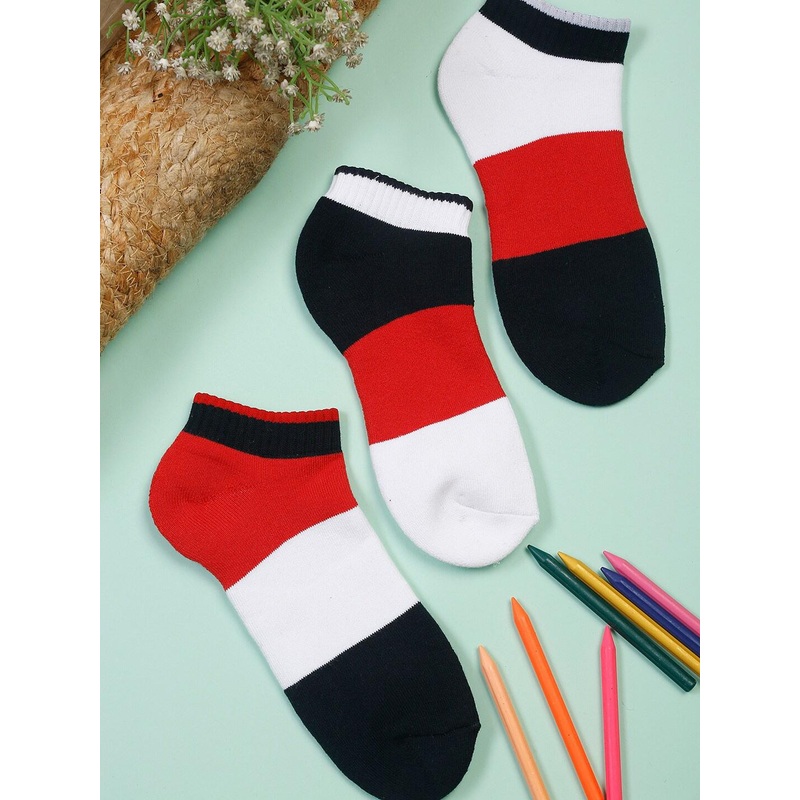LOUIS STITCH Men Pack Of 3 White & Red Colourblocked Above Ankle-Length Antimicrobial Socks