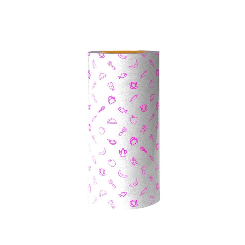 MasKing Set of 2 Pink & White Printed Kitchen Dry Cleaning Wipe Rolls – 50 Pulls each