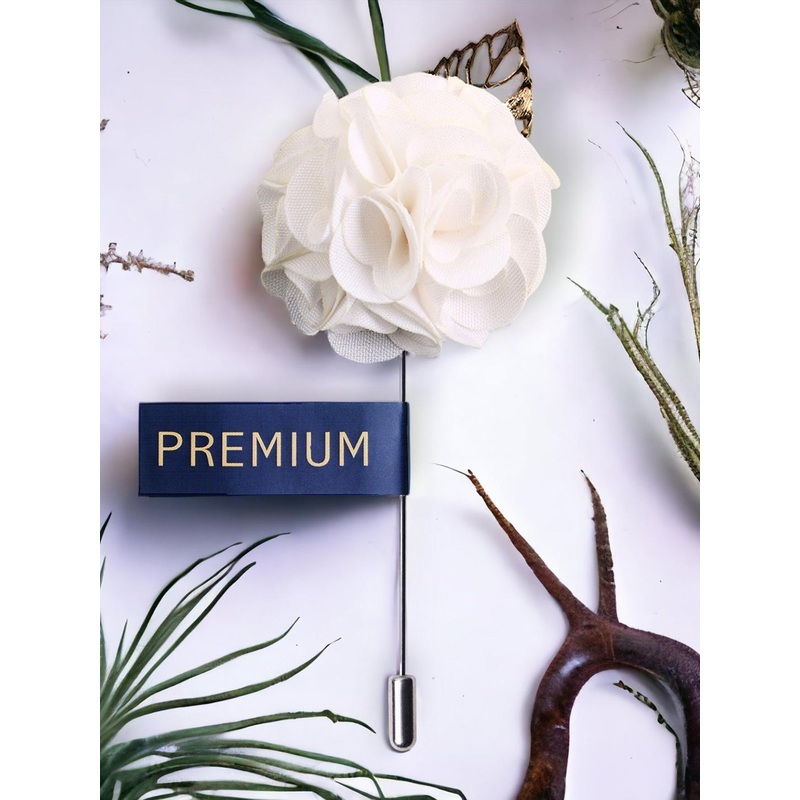PELUCHE Men White Floral A Sombre Retreat Brooch Lapel Pin