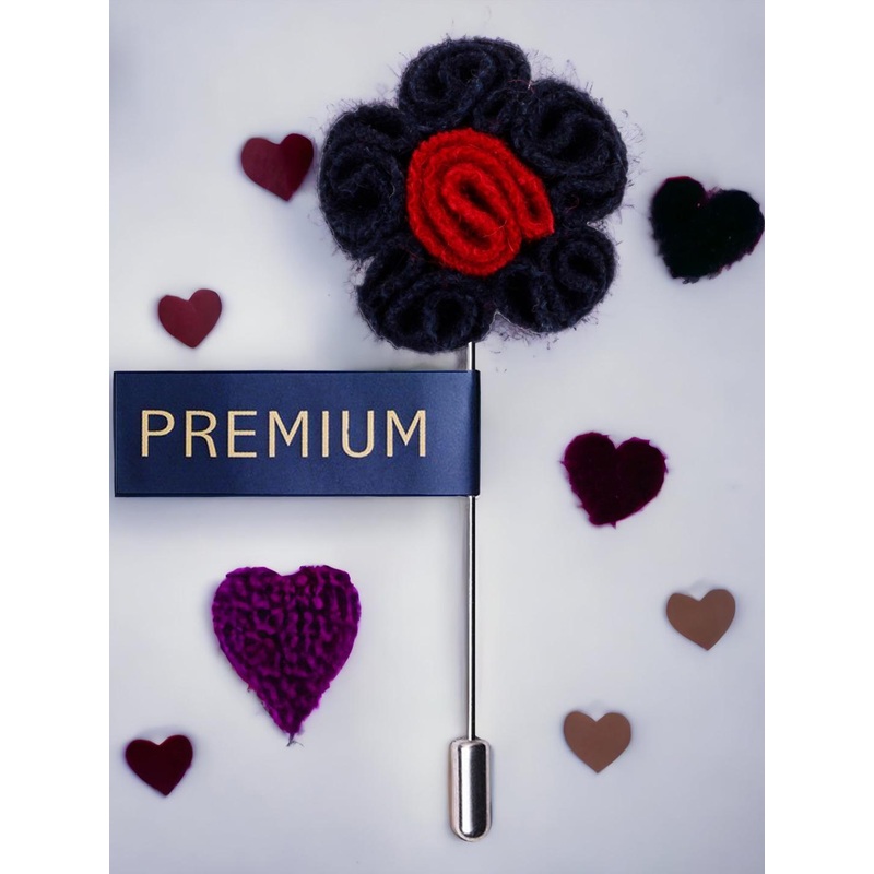 PELUCHE Unisex Blue & Red Flower in Flower Lapel Pin