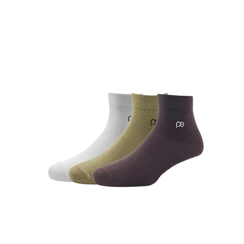 Peter England Men Beige & Brown Pack of 3 Cotton Above Ankle Length Socks