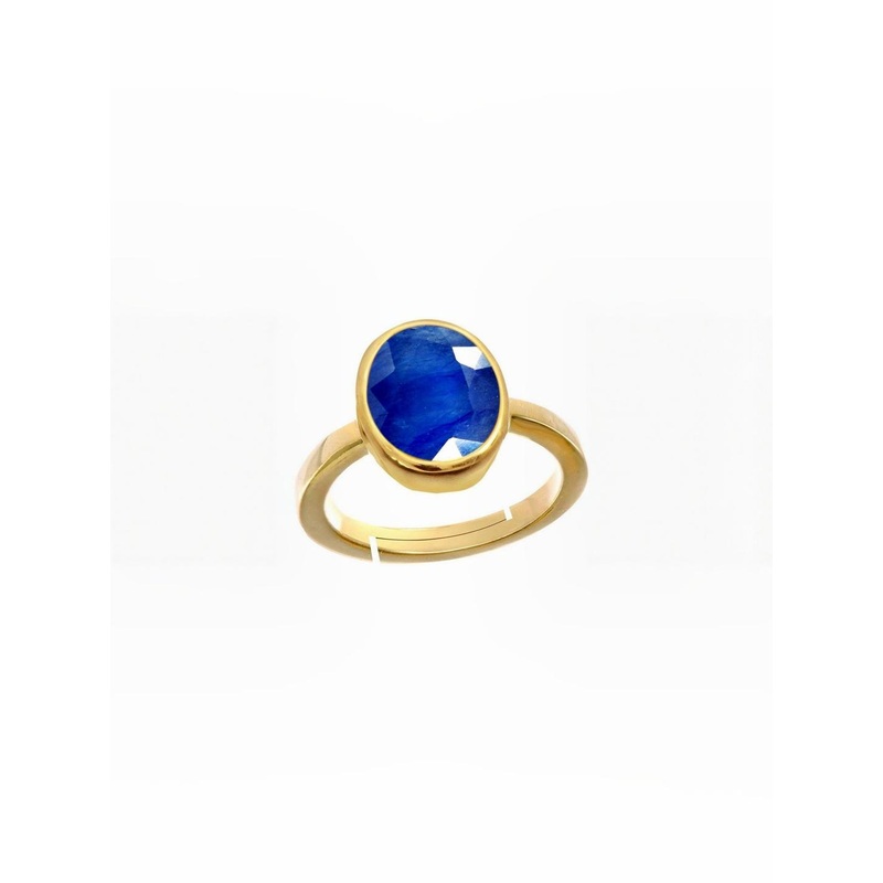 RAVIOUR LIFESTYLE 6.25 Ratti Gold-Plated Sapphire Stone Studded Finger Ring