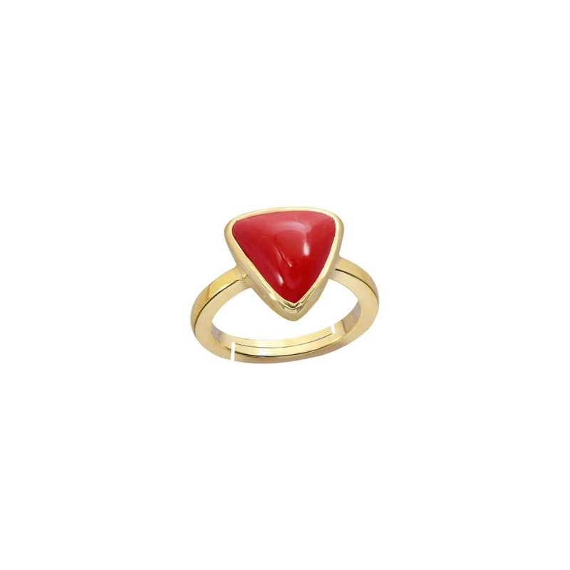 RAVIOUR LIFESTYLE Gold Plated Coral Studded Finger Ring