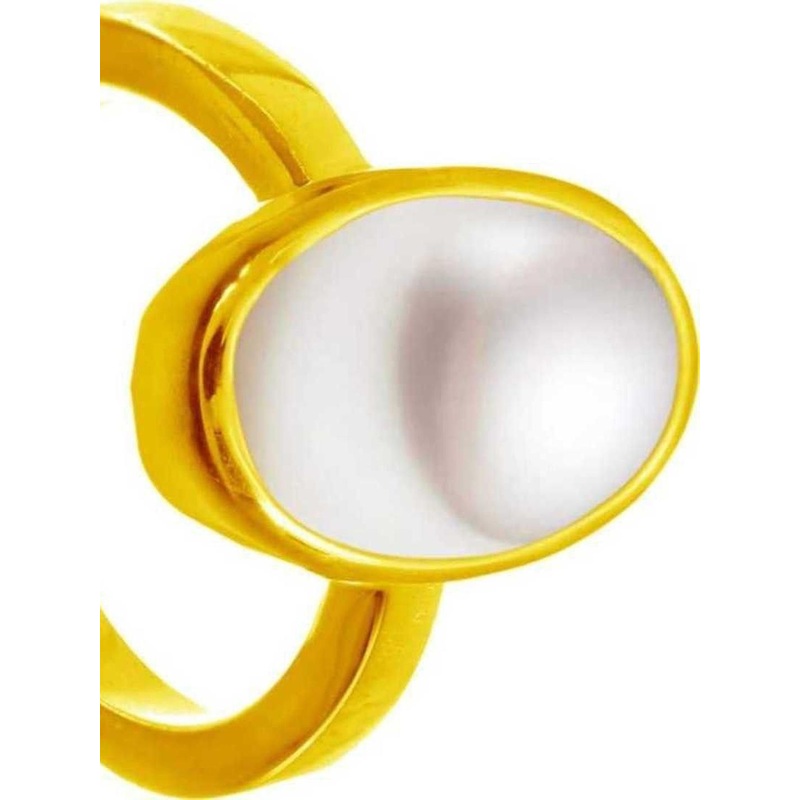 RAVIOUR LIFESTYLE Gold Plated Moti Studded Finger Ring