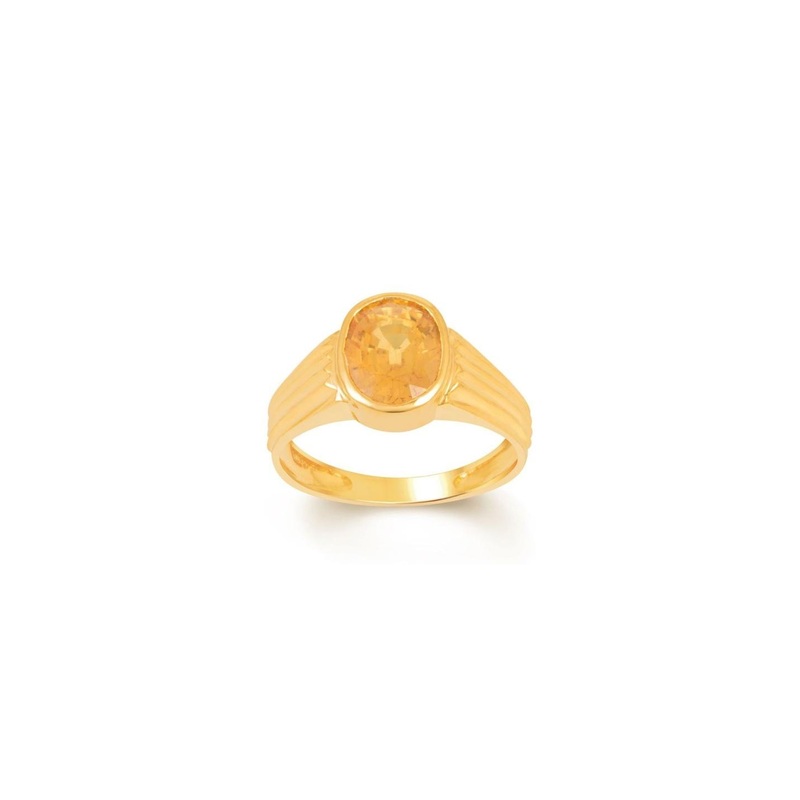 RAVIOUR LIFESTYLE Gold Plated Yellow Sapphire Stone Ring