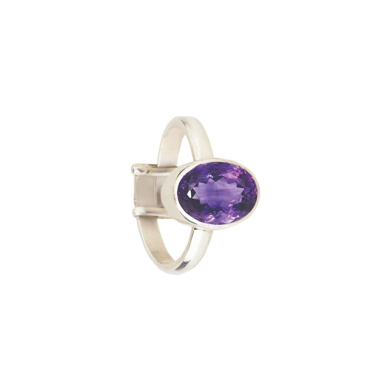 RAVIOUR LIFESTYLE Unisex Amethyst Stone Studded Finger Ring