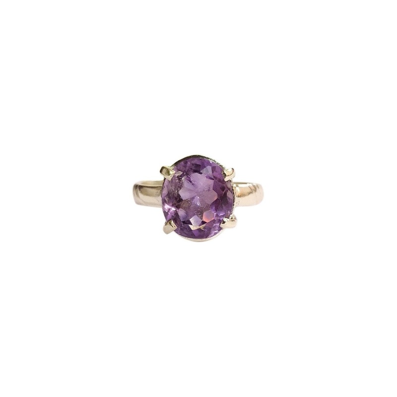 RAVIOUR LIFESTYLE Women Gold Plated Natural Amethyst Stone Ring