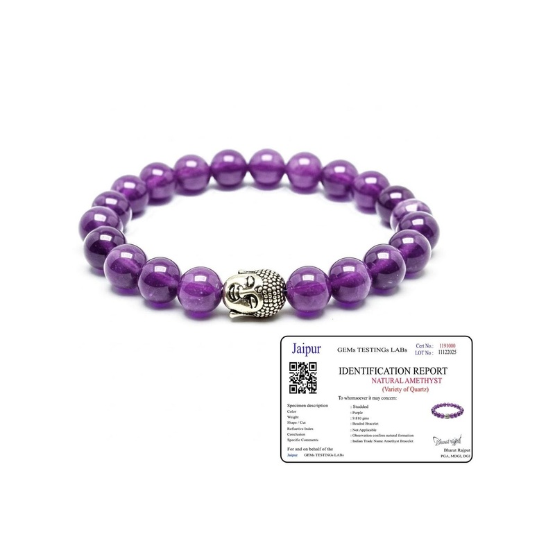 SENROAR Unisex Amethyst And Buddha Beads Bracelet