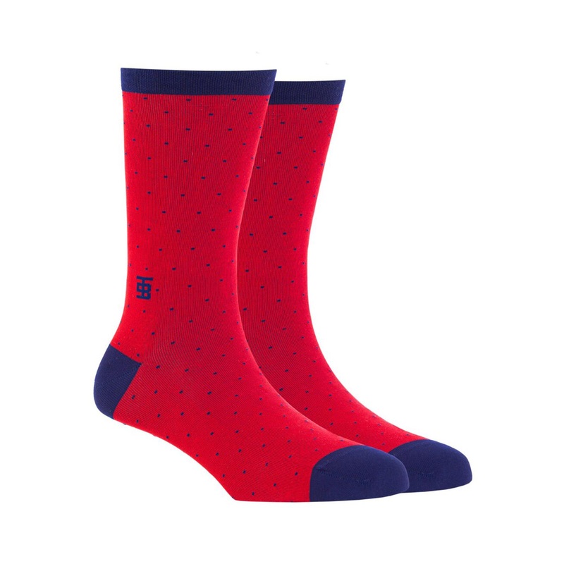 SockSoho Men Red Solid Anti-Bacterial Calf-Length Socks