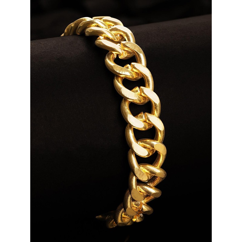 The Roadster Lifestyle Co. Gold Plated Textured Link Chain Bracelet