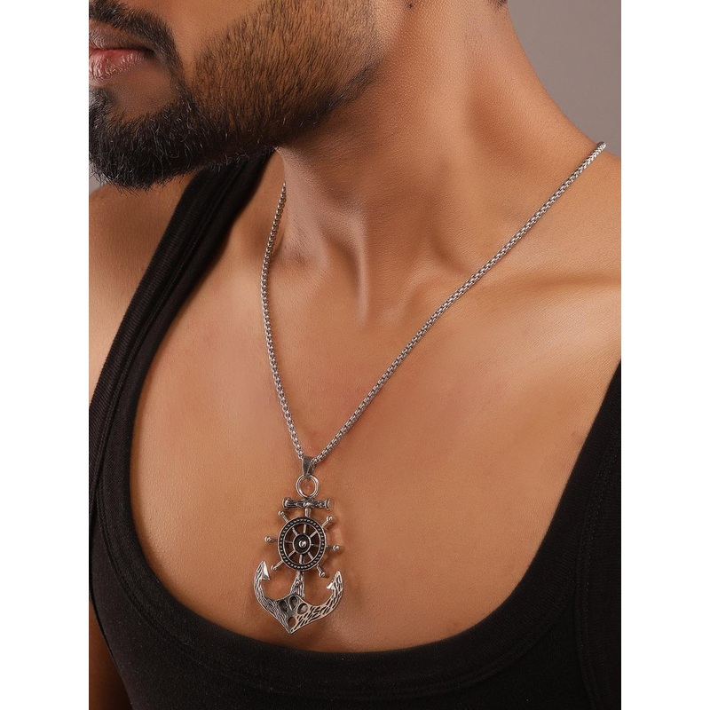 The Roadster Lifestyle Co. Men Contemporary Anchor Pendant with Chain