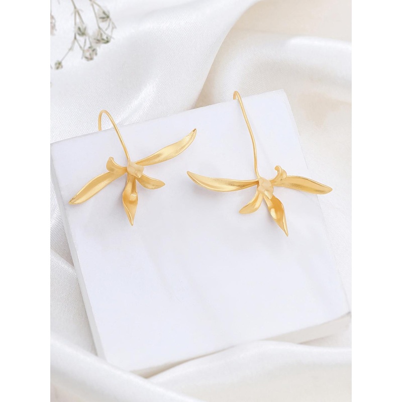 Yellow Chimes Gold-Plated Contemporary Drop Earrings