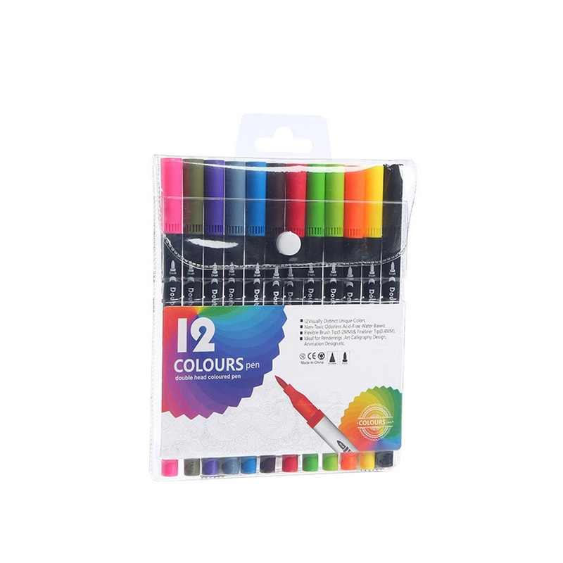 Alexvyan 12-Pcs Color Water Double Head Art Marker