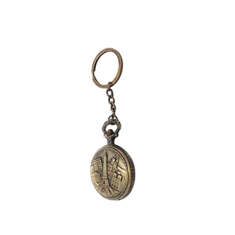 AUGEN Effil Tower Design Retro Vintage Pocket Watch Key Chain With Key Ring