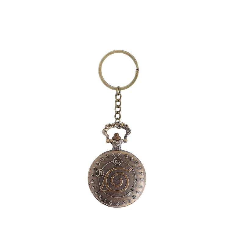 AUGEN Naruto Design Retro Vintage Pocket Watch Key Chain