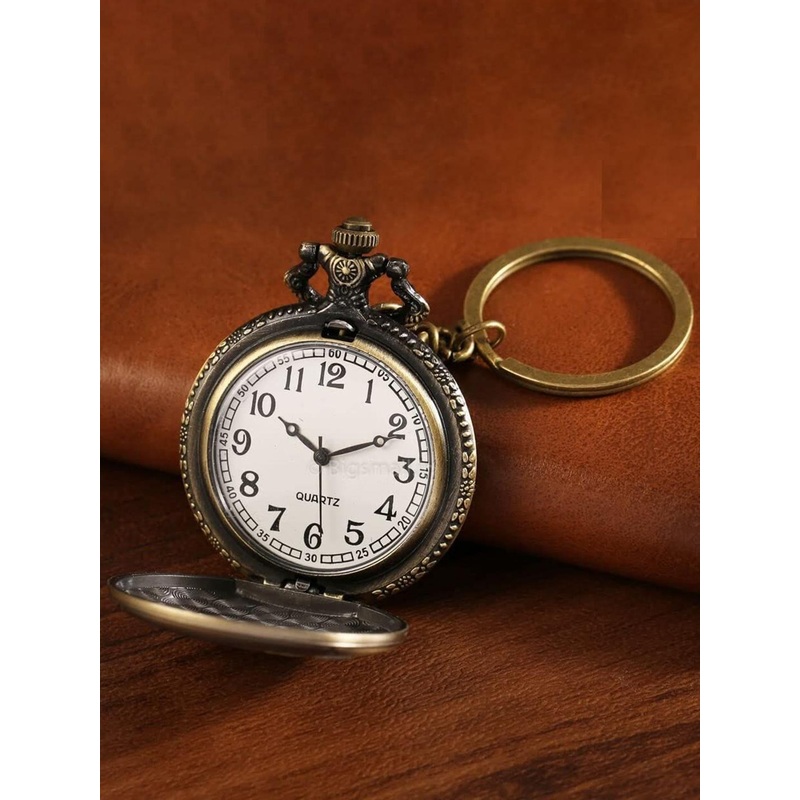 AUGEN One Piece 2 Design Retro Vintage Pocket Watch Key Chain With Key Ring