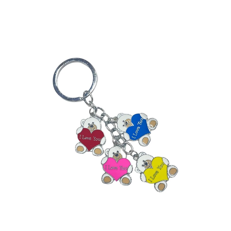 AUGEN Stainless Steel Teddy Bunch Design Key Chain