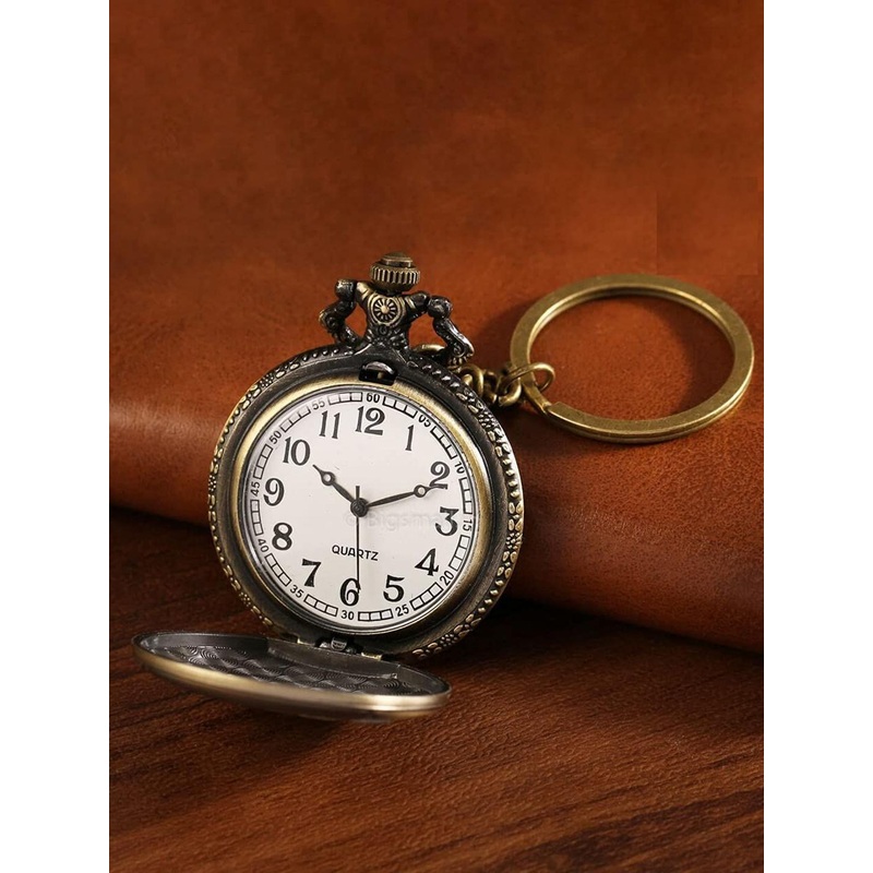 AUGEN Textured Premium Pocket Watch Design Paris Retro Vintage Key Chain
